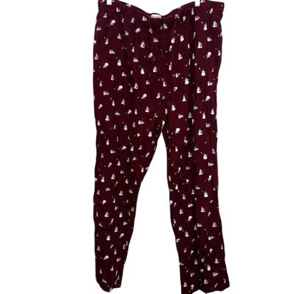 Old Navy Snowman Pattern Pajama Pants X-Large 100% Cotton Red Winter - Picture 1 of 8
